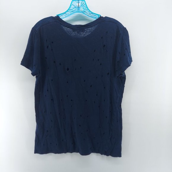IRO clay women's navy  Distressed Linen T-Shirt XS - Picture 9 of 9